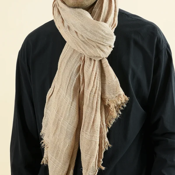 Winter Cotton Linen Scarf For Men Warm Soft Tassel Shawl Casual Wear - Image 2