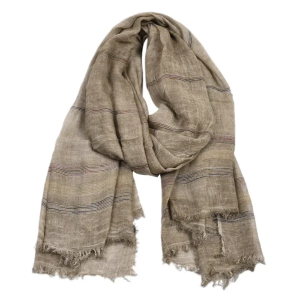 Cotton Linen Striped Men’s Scarf Winter Fashion Long Tassel Shawl