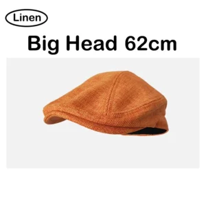 Summer Linen Solid Large Size Berets Big Head Newsboy Flat Cap