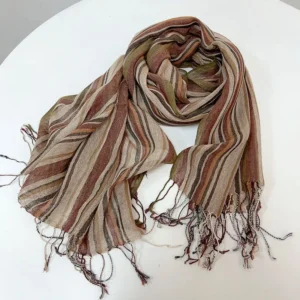 Cotton Linen Blend Stripe Scarf Lightweight Fashion Accessory For Men
