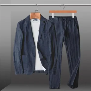 New Men's Linen Set Lightweight Breathable Two-Piece Suit