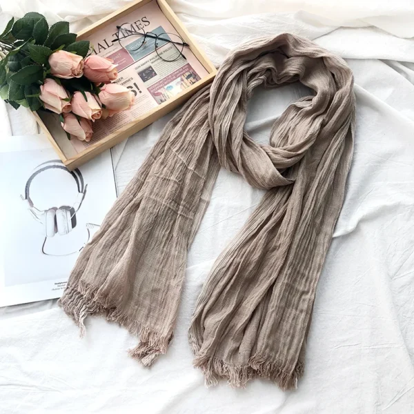 Autumn Winter Cotton Linen Men Scarf Striped Tassel Shawl Wrap - Image 5