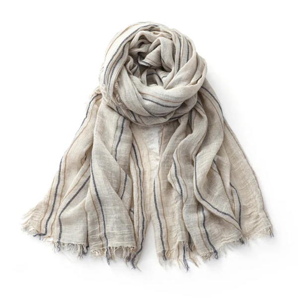 Fashion Striped Cotton Linen Scarf Unisex Soft Winter Shawl Wrap - Image 6