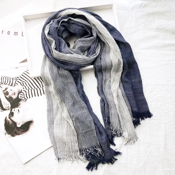 Fashion Striped Cotton Linen Scarf Warm Autumn Winter Men's Shawl