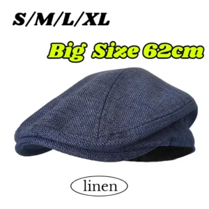 Big Size 62cm Summer Linen Beret For Men Breathable Newsboy Hat Vintage Flat Cap Women