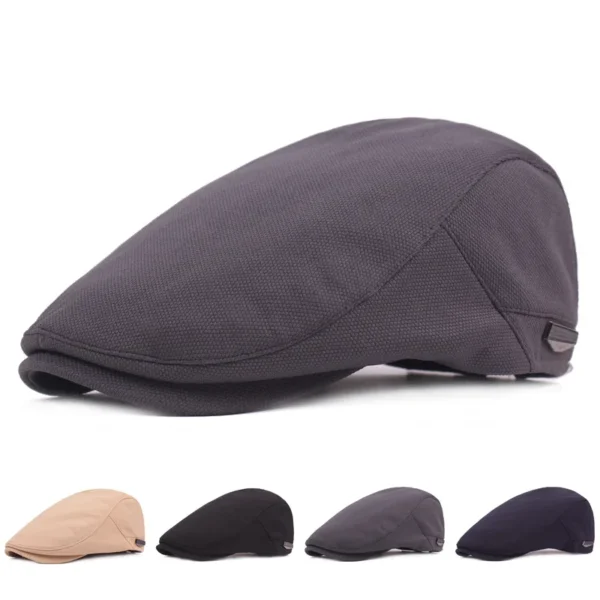 Cotton Linen Beret Hat For Men Flat Ivy Cabbie Cap Spring Autumn