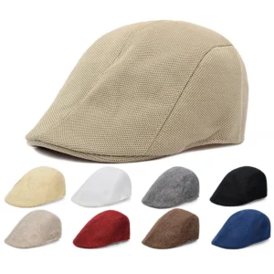 Cotton And Linen Solid Color Thin Beret Sports Hat Breathable Newsboy Cap Sun Hat