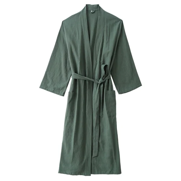 Japanese Kimono Style Cotton Linen Bathrobes For Men And Women - Image 4