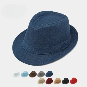 Middle-Aged Spring And Summer Outdoor Sun Protection Hat Retro Linen Fedora