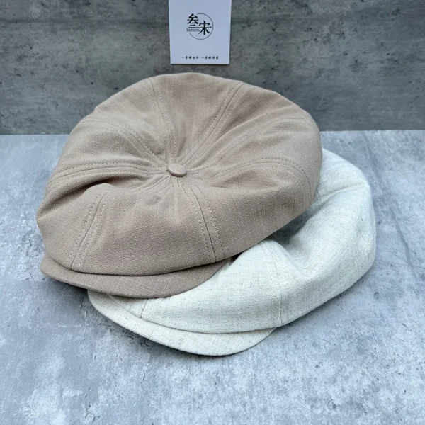 Summer Linen Big Size Newsboy Cap Retro Casual Beret Hat Men - Image 2