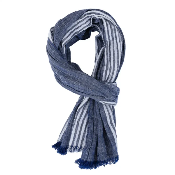 Cotton Linen Striped Men Scarf Winter Warm Casual Shawl Accessory - Image 4