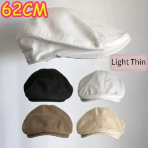 Big Size 62cm Light Thin Linen Newsboy Caps Vintage Beret Hat Men Women