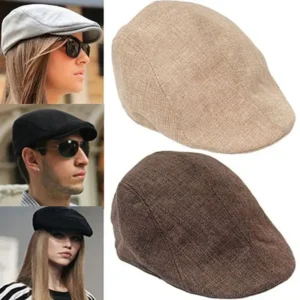 Men Berets Cap British Style 2026 Linen Gatsby Vintage Cabbie Flat Hat