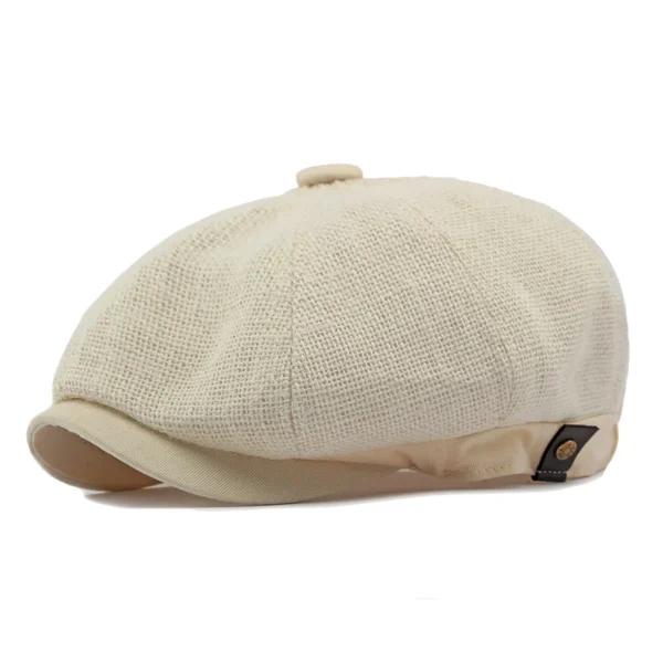 Vintage Jute Linen Breathable Octagonal Beret Hat For Men And Women - Image 4