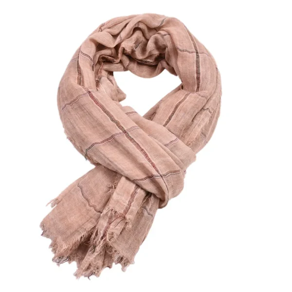 Men's Cotton Linen Tie-Dye Striped Scarf Winter Casual Shawl - Image 4