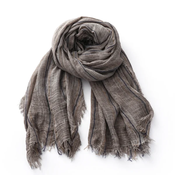 Fashion Striped Cotton Linen Scarf Unisex Soft Winter Shawl Wrap - Image 3