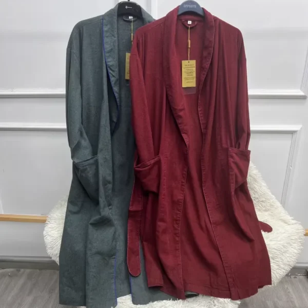 Silk Linen Blending Robe For Couples Loose Comfortable Nightgowns