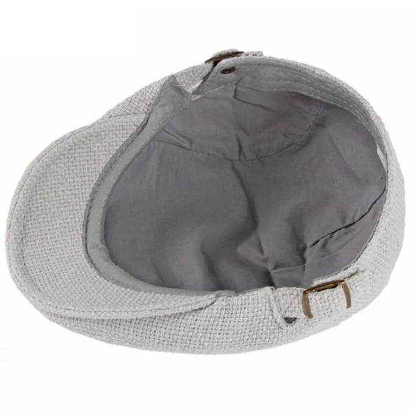 Spring Autumn Breathable Linen Beret Hat Adjustable Unisex Flat Cap - Image 5
