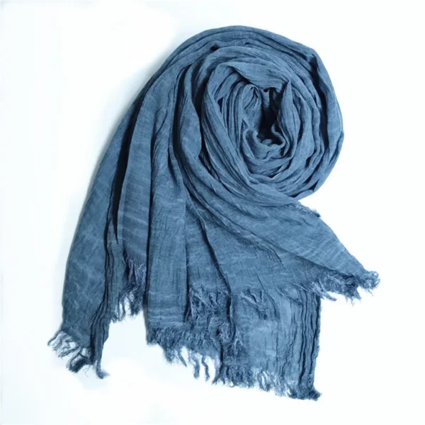 Japanese Style Cotton Linen Scarf Unisex Tie-Dyed Autumn Winter Wrap - Image 4