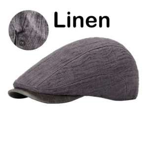 Linen Berets Hats For Men Summer Breathable Newsboy Gatsby Flat Cap Women