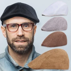 Men Summer Breathable Berets Soft Cotton and Linen Hat Retro Painter Cap