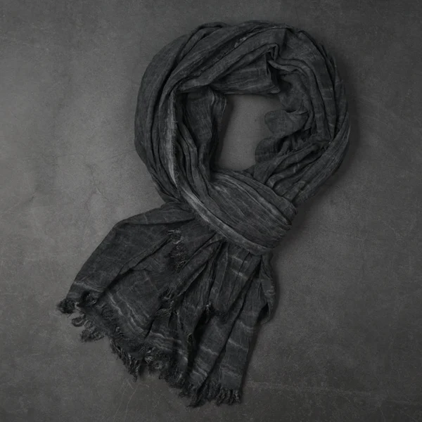 Techwear Pleated Cotton Linen Distressed Vintage Scarf Shawl Unisex Fashion