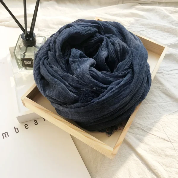 Japanese Style Cotton Linen Scarf Unisex Tie-Dyed Autumn Winter Wrap - Image 2