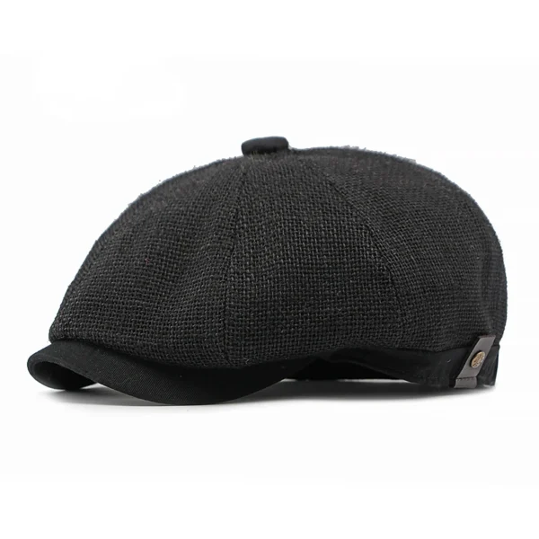 Vintage Jute Linen Breathable Octagonal Beret Hat For Men And Women - Image 3