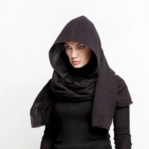 Vintage Cotton Linen Scarf Hat Set Warm Unisex Outdoor Shawl - Image 2