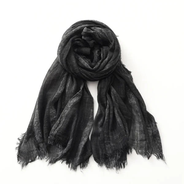 Cotton Linen Striped Scarf Soft Warm Tassel Shawl For Men Women
