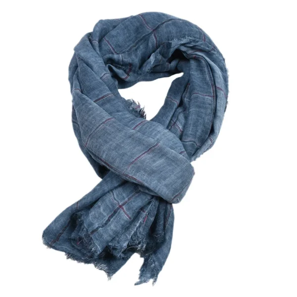 Men's Cotton Linen Tie-Dye Striped Scarf Winter Casual Shawl - Image 2