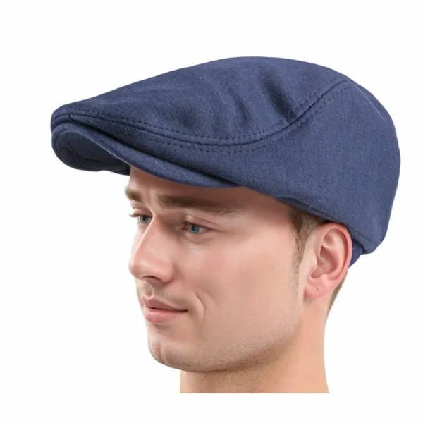 Men Beret Cap British Style Linen Flat Cap Vintage Gatsby Cabbie Hat - Image 3