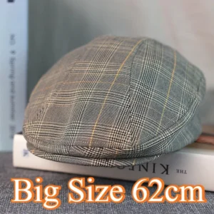 Big Size Cotton Linen Fabric Newsboy Cap Breathable Vintage Ivy Beret Hat