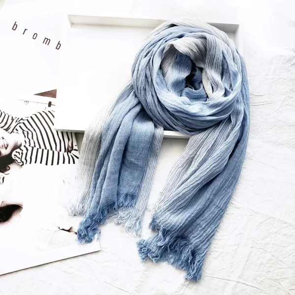 Artistic Style Striped Cotton Linen Scarf Unisex Large Soft Shawl Wrap