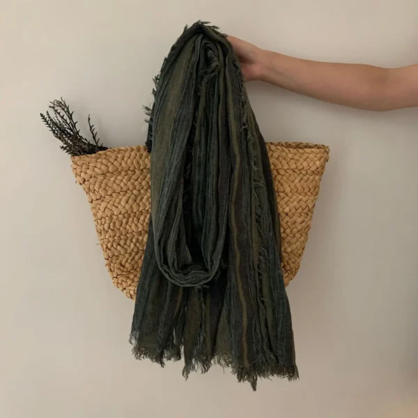 Men's Cotton Linen Tie-Dye Scarf Winter Warm Tassel Shawl Wrap Accessory