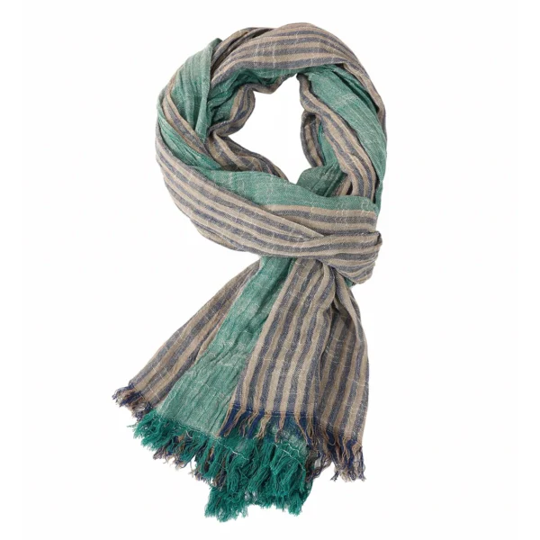 Cotton Linen Striped Men Scarf Winter Warm Casual Shawl Accessory