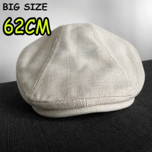 Big Size XL62cm Summer Linen Newsboy Caps Men Women Beret Hat