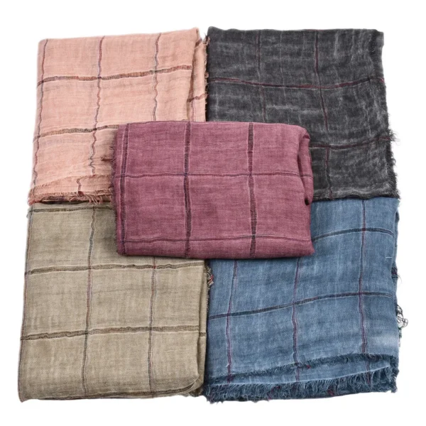Men's Cotton Linen Tie-Dye Striped Scarf Winter Casual Shawl - Image 3