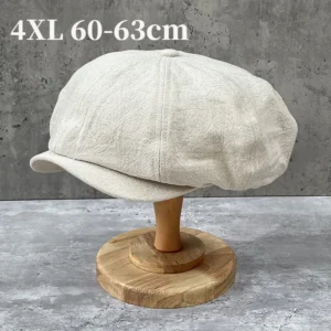 Cotton Linen Newsboy Caps Plus Size Retro Beret Hat For Men