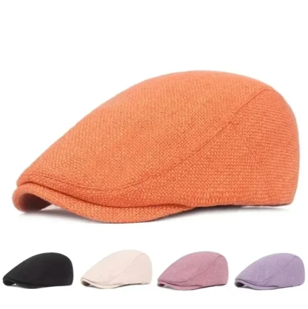 Cotton Linen Flat Cap Vintage Duckbill Ivy Beret Unisex Autumn Wear