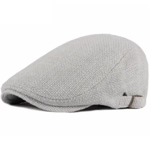 Spring Autumn Breathable Linen Beret Hat Adjustable Unisex Flat Cap