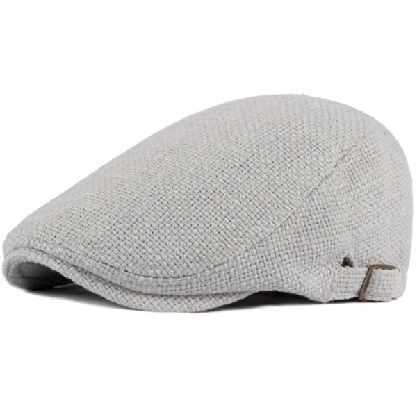 Spring Autumn Breathable Linen Beret Hat Adjustable Unisex Flat Cap