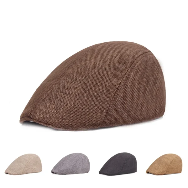 Cotton Linen Beret Cap Unisex Retro Newsboy Gatsby Summer Hat