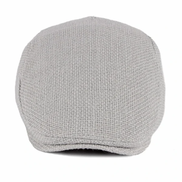 Spring Autumn Breathable Linen Beret Hat Adjustable Unisex Flat Cap - Image 3