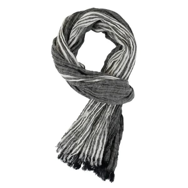 Cotton Linen Striped Men Scarf Winter Warm Casual Shawl Accessory - Image 3