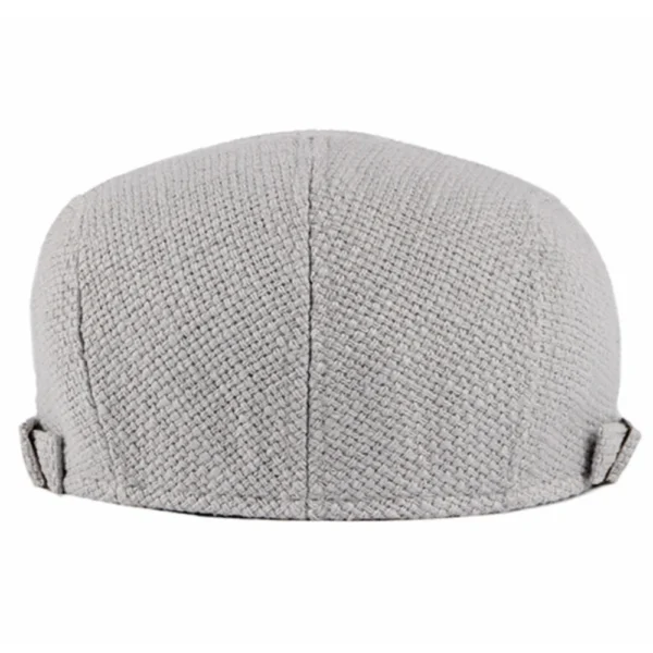 Spring Autumn Breathable Linen Beret Hat Adjustable Unisex Flat Cap - Image 4