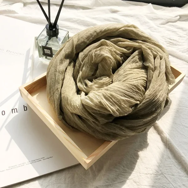 Japanese Style Cotton Linen Scarf Unisex Tie-Dyed Autumn Winter Wrap - Image 6