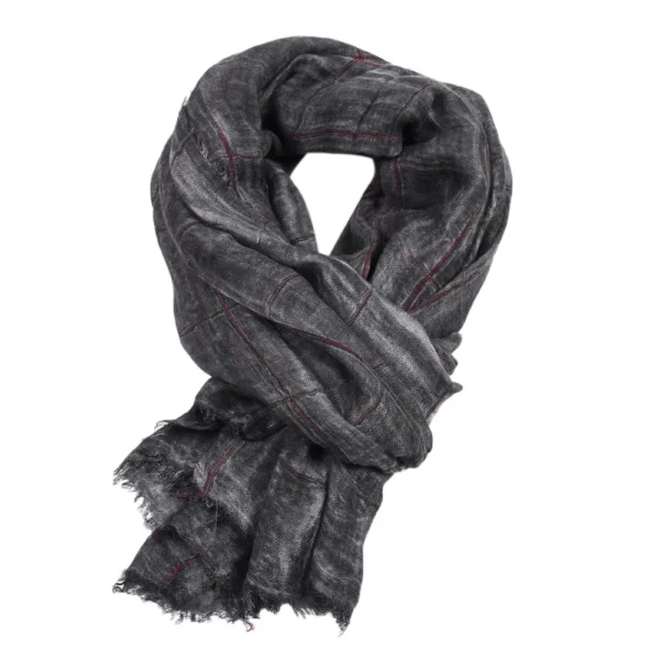 Men's Cotton Linen Tie-Dye Striped Scarf Winter Casual Shawl - Image 6