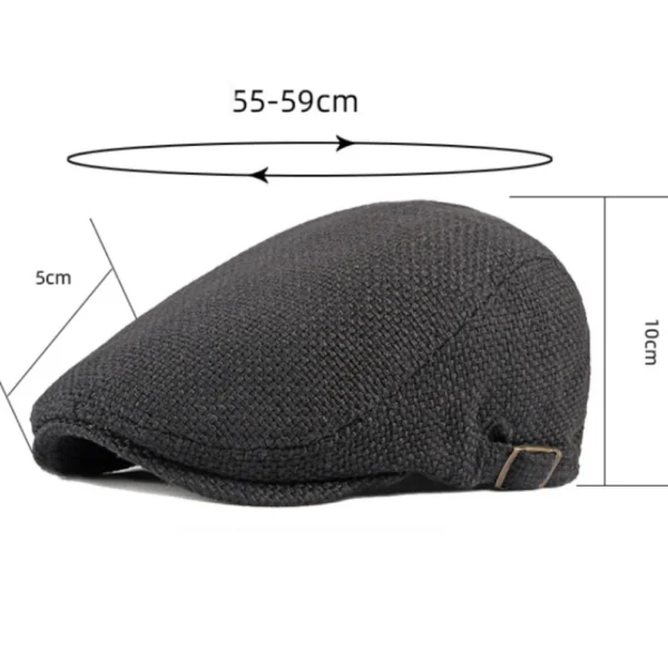 Spring Autumn Breathable Linen Beret Hat Adjustable Unisex Flat Cap - Image 2