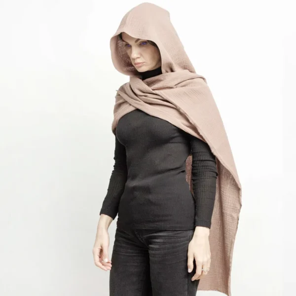 Vintage Cotton Linen Scarf Hat Set Warm Unisex Outdoor Shawl - Image 3